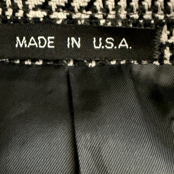 Joseph Abboud Mens Sport Coat Blazer Two Button Houndstooth Black Wool Blend 46R - Picture 7 of 8